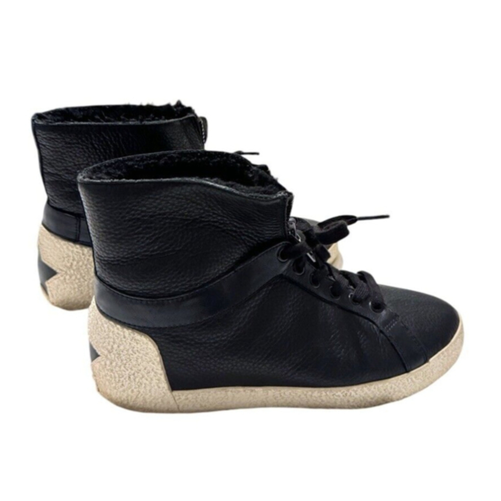 ASH Limited Nomad Star Leather Zip Hi Top Sneakers Sherling Lined Sz 8